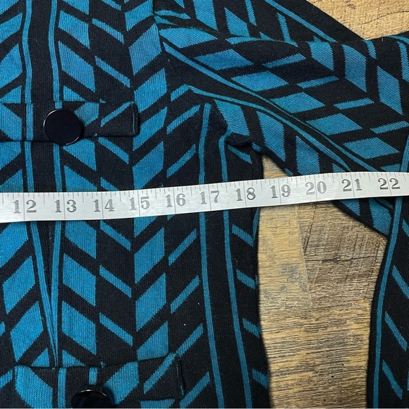 Michael Simon Snap Button Sweater Cardigan Jacket Women Large Teal Black Stretch - Picture 3 of 11